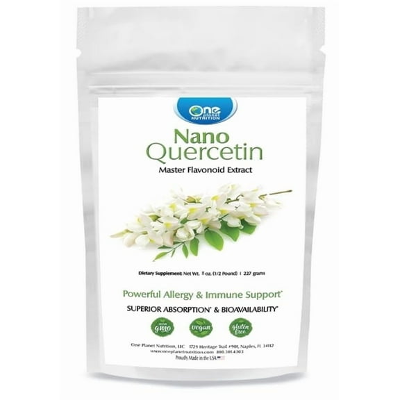 One Planet Nutrition Nano Quercetin Powder 8 oz (227 Servings), Natural Quercetin Extract, Nano for Enhanced Absorption, Supports Immune and Antioxidant Health, Non-GMO, Gluten-Free