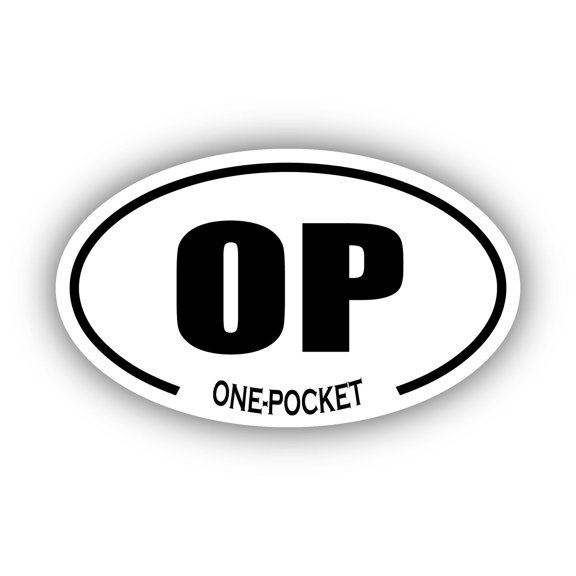 One-Pocket OP Oval Bumper Sticker 3M Vinyl Decal 3 in x 5 in