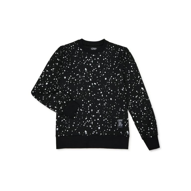 One Point One Boys Splatter Long Sleeve Crewneck Sweatshirt, Sizes