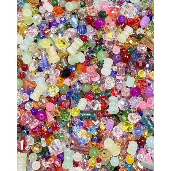 One Pound Assorted Glass Beads for Jewelry Making, 2-16mm Colorful Crystal Beads for Bracelets, Crafts, DIY Art, Bulk Jewelry Making Supplies