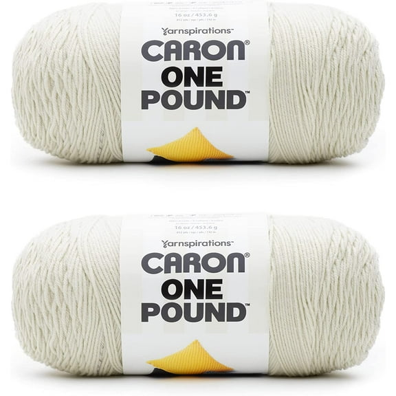 One Pound Off White Yarn - 2 Pack of 454g/16oz Acrylic 4 Medium (Worsted) 812 Yards Knitting/Crochet