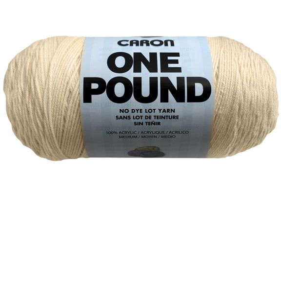 One Pound Yarn by Caron - Solid Color Yarn for Knitting - Crochet - Weaving - Arts & Crafts - Cream - Bulk 10 Pack