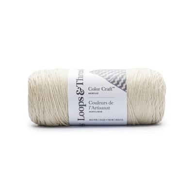 Loops & Threads One Pound Yarn by Caron - Solid Color Yarn for Knitting, Crochet, Weaving, Arts & Crafts - Off White, Bulk 10 Pack