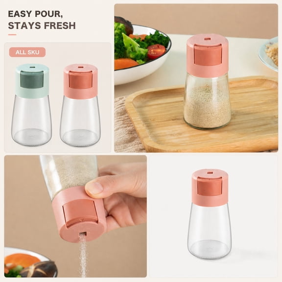 One-Press Portion Control: Airtight Plastic Seasoning Dispenser – 4.52" x 2.55" Moisture-Proof Salt & MSG Shaker for Kitchen, 1-Pack Green