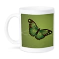 thumbnail image 1 of 3dRose, One Pretty Green and Brown Butterfly On A Lightly Swirled Background, 11oz Mug, 1 of 7