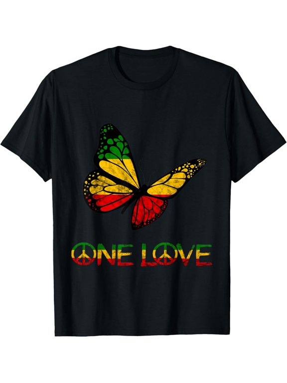 One Pride Love Butterfly Rasta Reggae Peace Rastafari Roots T-Shirt
