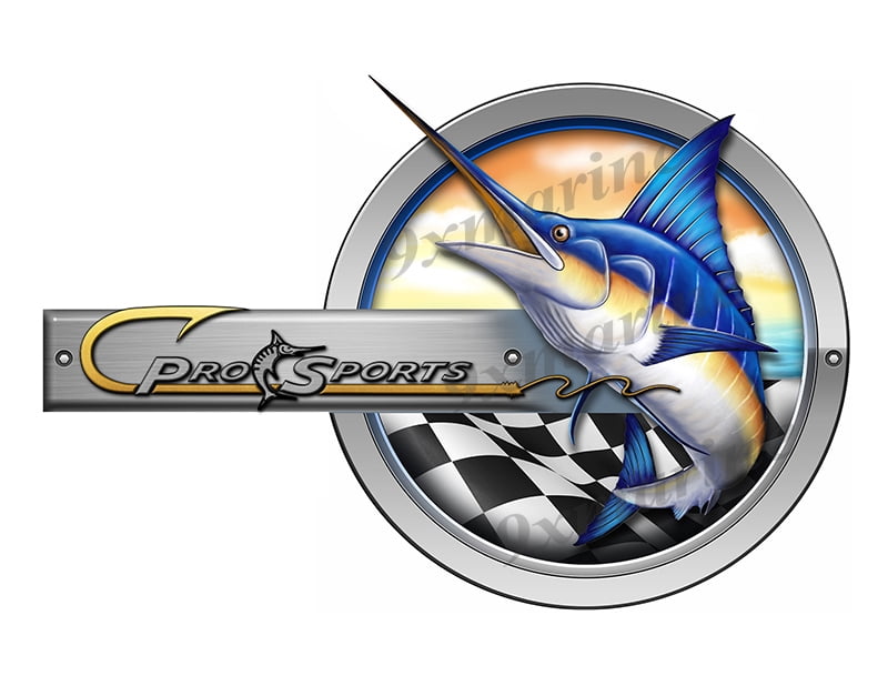One Pro Sports Boat Marlin Round Designer Sticker 10