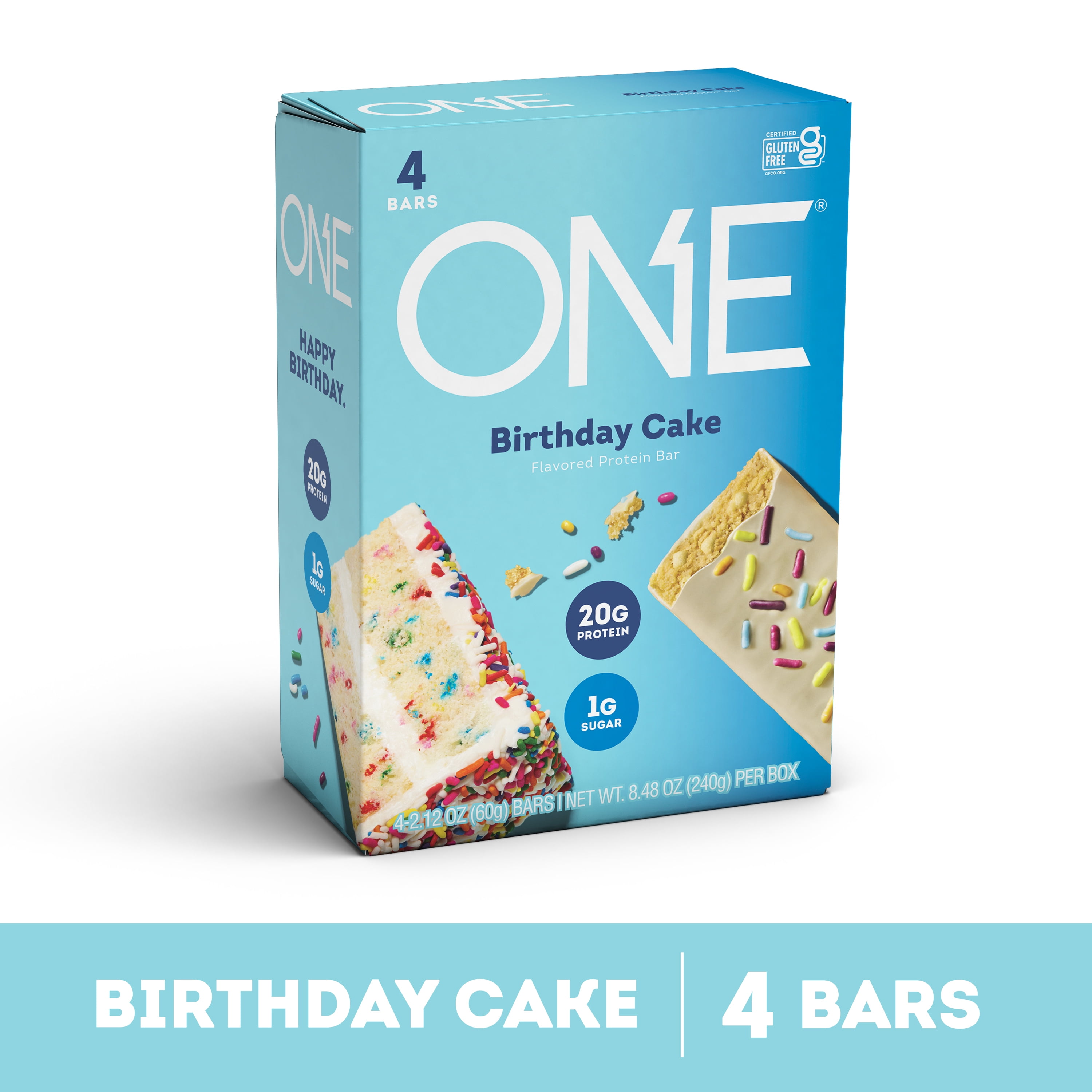 ONE Brands Protein Bar, Birthday Cake, 20g Protein, 4 Count
