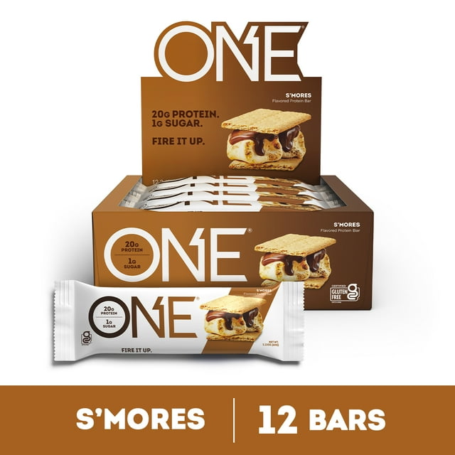 One Protein Bar, S'mores Flavor, 20g Protein, 12 Count, Chocolate