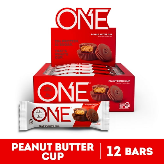 ONE Brands Protein Supplement Bar, Peanut Butter Cup, 20g Protein, 12 Count