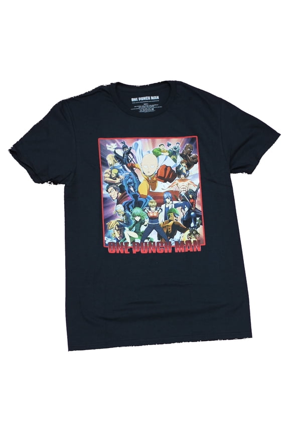 One Punch Man Mens T-Shirt - Giant Boxed Character Collage Image (Medium)