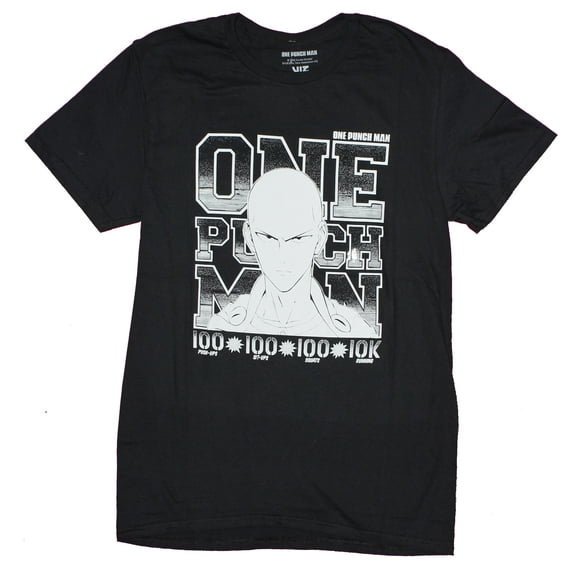 One Punch Man Mens T-Shirt  - Serious Saitiama Over Exercise Image (Large)