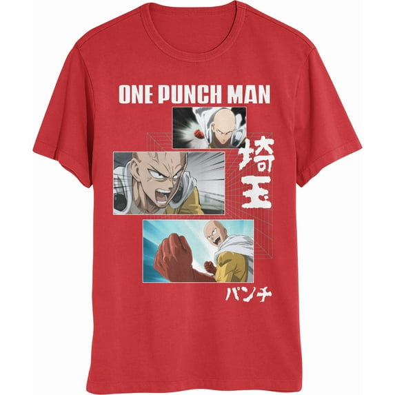 One Punch Man Saitama Anime Adult Shirt (Large, Red)