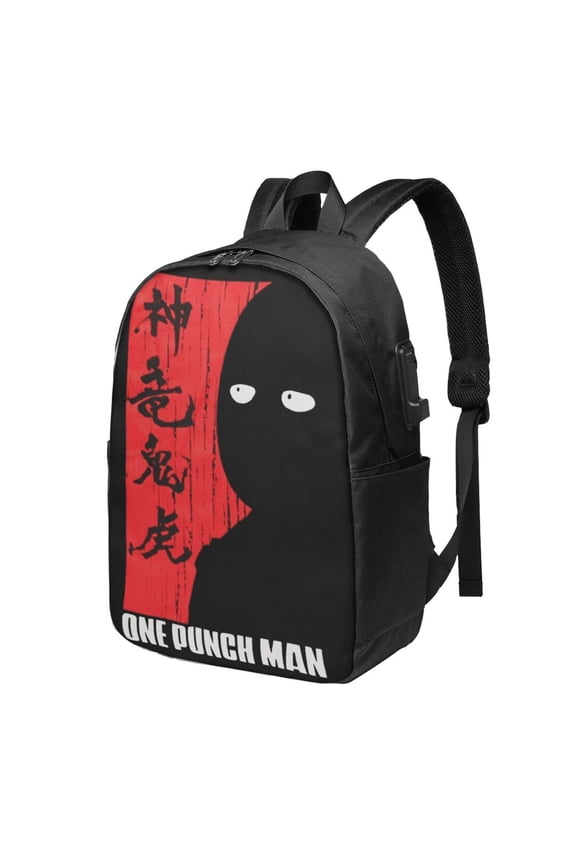 One Punch Man Saitama Shadow Backpack Fashion Travel Backpack Laptop Backpack 17 Inch External Usb Interface Headphone Line Interface