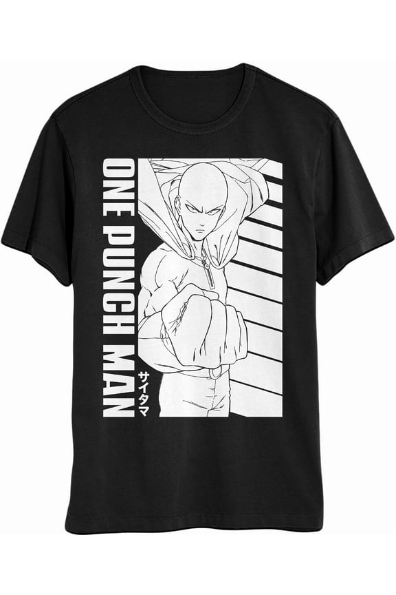 Saitama Superhero Series Adult T-Shirt (Large, Black)