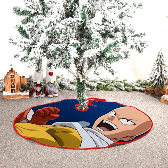 One Punch Man themed Christmas Tree Skirt 48inch premium collectible decor