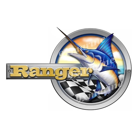 One Ranger Boat Marlin Round Designer Sticker 10"x6.5"