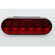 One Red 6 LED 6 Oval With Red Lens Stop Turn Tail Light Truck Trailer Bus RV