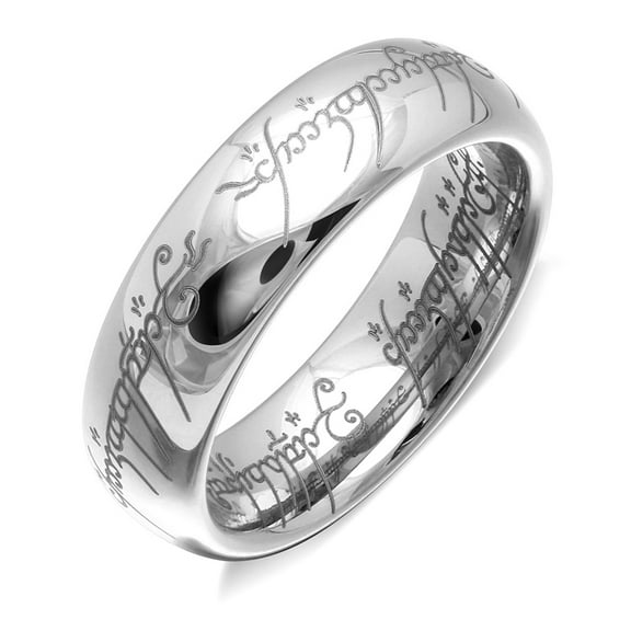 Engraved Gold Wedding Band 6mm Stainless Steel Ring for Men or Women by Ginger Lyne