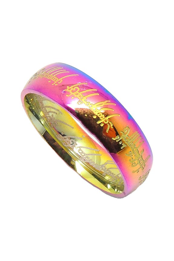 Engraved Gold Wedding Band 6mm Stainless Steel Ring for Men or Women by Ginger Lyne