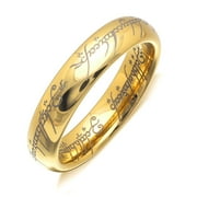 Engraved Gold Wedding Band 6mm Stainless Steel Ring for Men or Women by Ginger Lyne