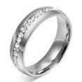thumbnail image 1 of One Row Cz Wedding Eternity Band Ring Steel Womens Mens Ginger Lyne Collection, 1 of 4