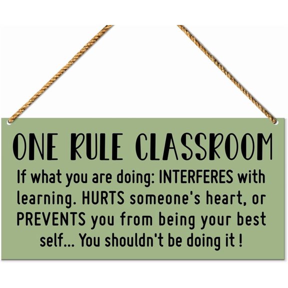 One Rule Metalen Classroom Decor - Inspirational Teacher Sign, Kids Nursery Hanging Decorations