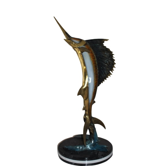 One Sailfish Bronze Statue -  Size: 18"L x 18"W x 43"H.