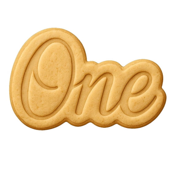 Mighty Gadget 'One' Script Cookie Cutter & Stamp - 4x2.5" Perfect for 1st Birthday Celebrations (Random Color)
