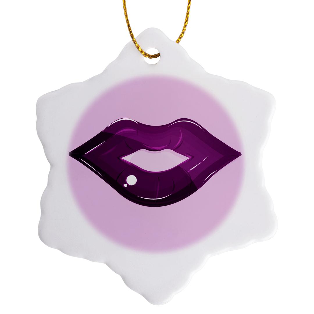 3drose, One Set of Cute Purple Shiny Lips, 3 inch Snowflake Porcelain ...