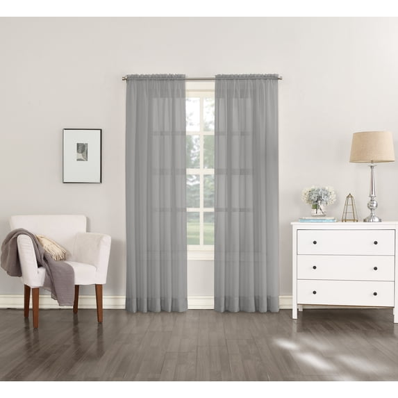 One Sheer Voile Window Curtain Panels, 84" Long