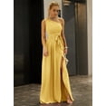 thumbnail image 1 of One-Shoulder Belted Front Split Dress, 1 of 11