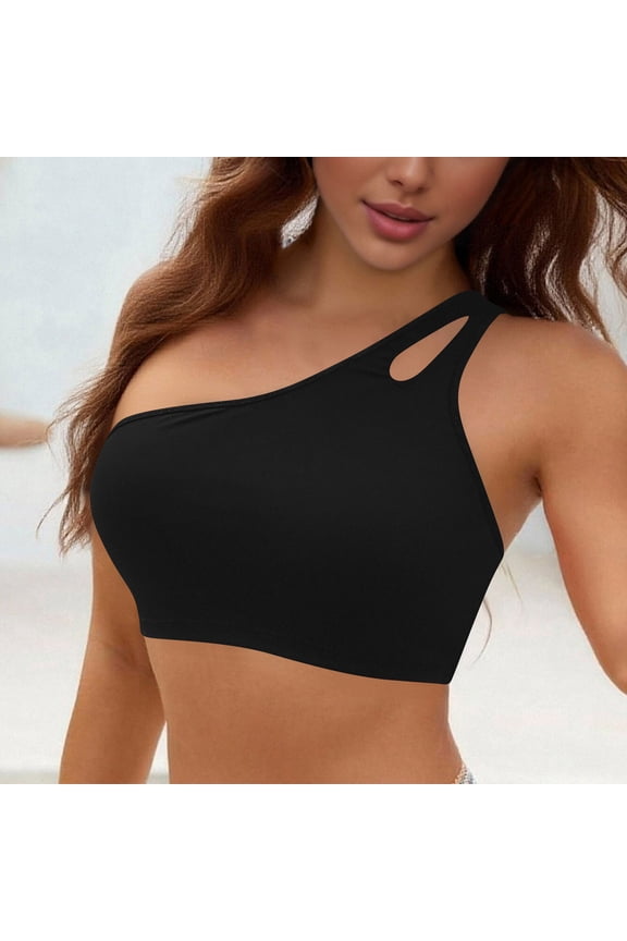 One Shoulder Bikini Tops for Women Only Push Up Summer Cutout High Impact Supportive Workout Swimwear Tops