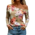 thumbnail image 1 of One Shoulder Boho Tops for Women Western Cowgirl Shirts Aztec Long Sleeve Shirt Boho Cow Graphic Tees Country Concert V Neck Loose Fit Going Out Tops Dressy Sexy Casual T-Shirt, 1 of 8