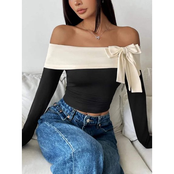 One-Shoulder Bow Knot Top