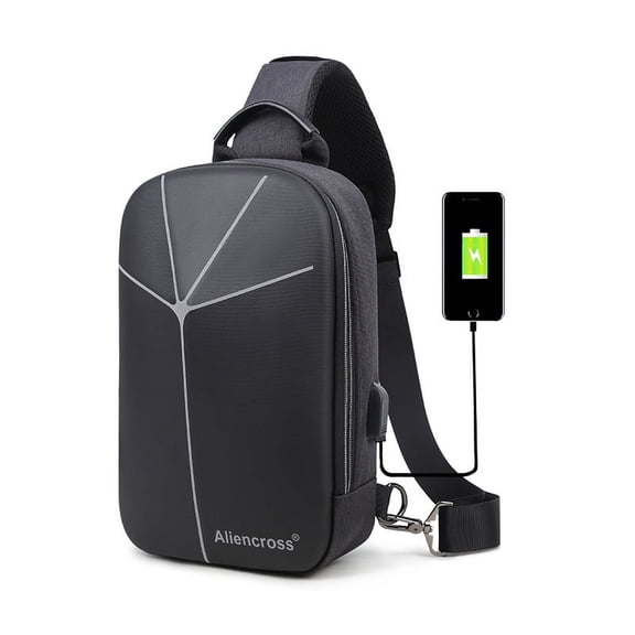 One-Shoulder Casual Multifunctional Anti-Theft Chest Bag Men,Gray