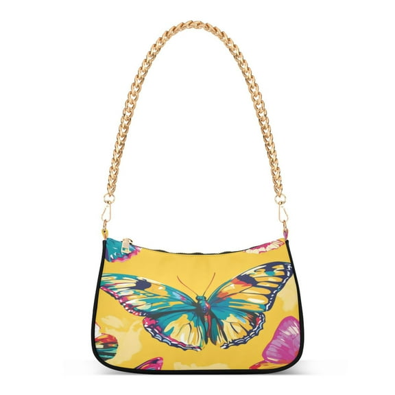 One Shoulder Chain Handbag 7.1x11x2.8in Women's Hobo Handbags Tote Handbags Shoulder Handbags Card Bag Cash Bag Key Bag Beautiful Colorful Butterflies