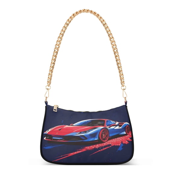 One Shoulder Chain Handbag 7.1x11x2.8in Women's Hobo Handbags Tote Handbags Shoulder Handbags Card Bag Cash Bag Key Bag Blue Ferrari