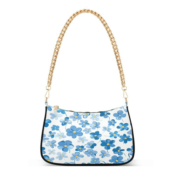 One Shoulder Chain Handbag 7.1x11x2.8in Women's Hobo Handbags Tote Handbags Shoulder Handbags Card Bag Cash Bag Key Bag Blue Floral