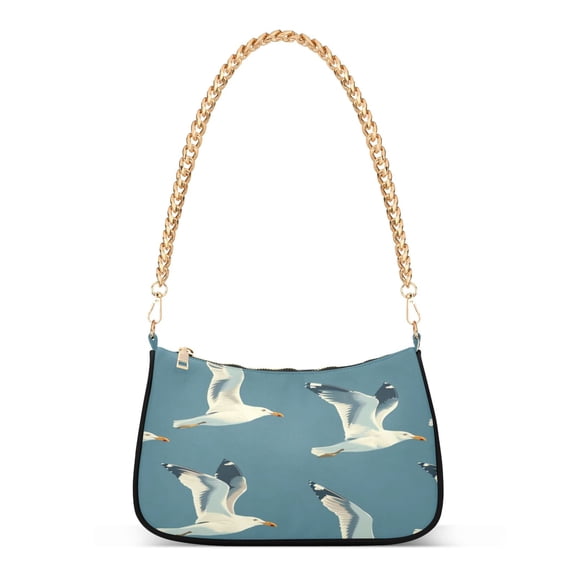 One Shoulder Chain Handbag 7.1x11x2.8in Women's Hobo Handbags Tote Handbags Shoulder Handbags Card Bag Cash Bag Key Bag Blue Seagull