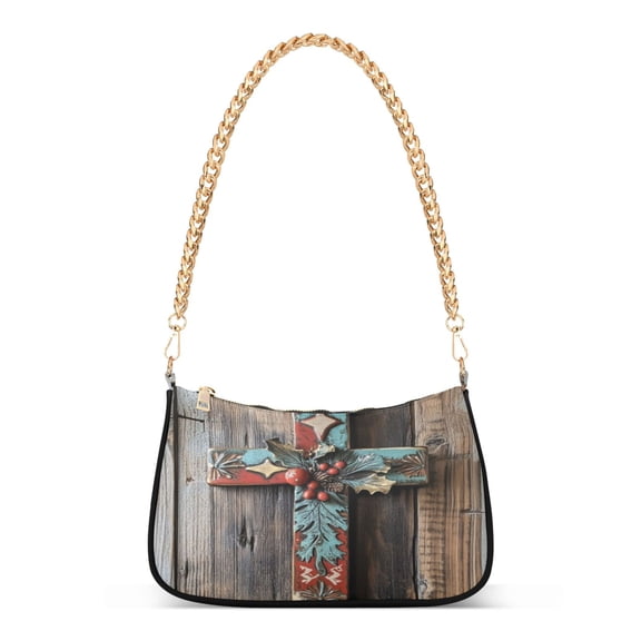 One Shoulder Chain Handbag 7.1x11x2.8in Women's Hobo Handbags Tote Handbags Shoulder Handbags Card Bag Cash Bag Key Bag Christmas Colored Crosses