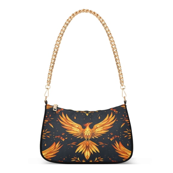 One Shoulder Chain Handbag 7.1x11x2.8in Women's Hobo Handbags Tote Handbags Shoulder Handbags Card Bag Cash Bag Key Bag Golden Phoenix