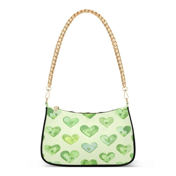 One Shoulder Chain Handbag 7.1x11x2.8in Women's Hobo Handbags Tote Handbags Shoulder Handbags Card Bag Cash Bag Key Bag Green Love Seamless