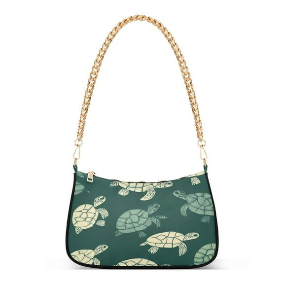 One Shoulder Chain Handbag 7.1x11x2.8in Women's Hobo Handbags Tote Handbags Shoulder Handbags Card Bag Cash Bag Key Bag Green Turtle