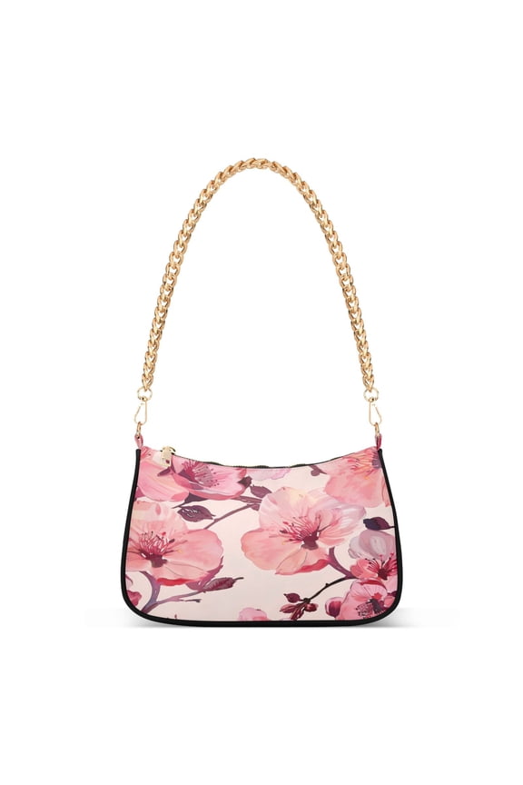 One Shoulder Chain Handbag 7.1x11x2.8in Women's Hobo Handbags Tote Handbags Shoulder Handbags Card Bag Cash Bag Key Bag Large Pink Flowers