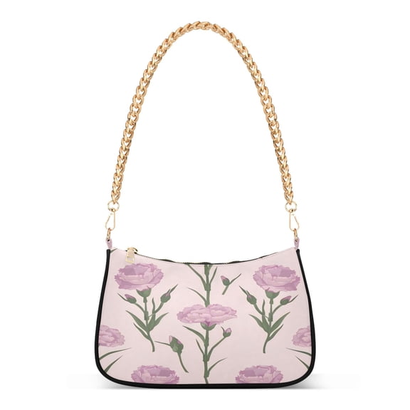 One Shoulder Chain Handbag 7.1x11x2.8in Women's Hobo Handbags Tote Handbags Shoulder Handbags Card Bag Cash Bag Key Bag Pink Carnations