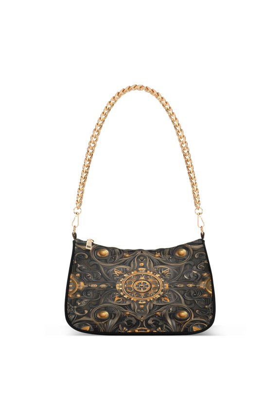 One Shoulder Chain Handbag 7.1x11x2.8in Women's Hobo Handbags Tote Handbags Shoulder Handbags Card Bag Cash Bag Key Bag Steampunk Style Gears