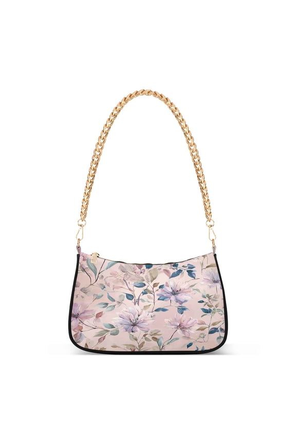 One Shoulder Chain Handbag 7.1x11x2.8in Women's Hobo Handbags Tote Handbags Shoulder Handbags Card Bag Cash Bag Key Bag Watercolor Flower Picture