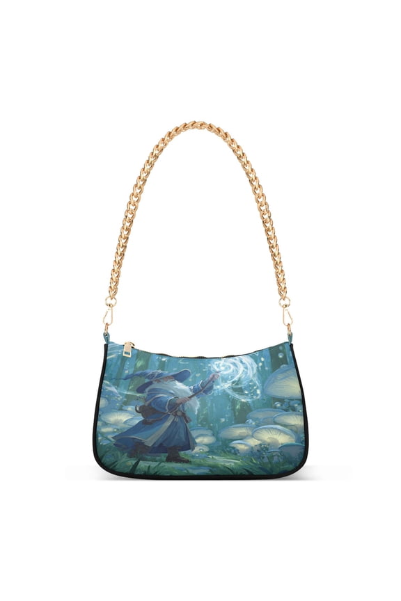 One Shoulder Chain Handbag 7.1x11x2.8in Women's Hobo Handbags Tote Handbags Shoulder Handbags Card Bag Cash Bag Key Bag Wizard Casting Forest Magic