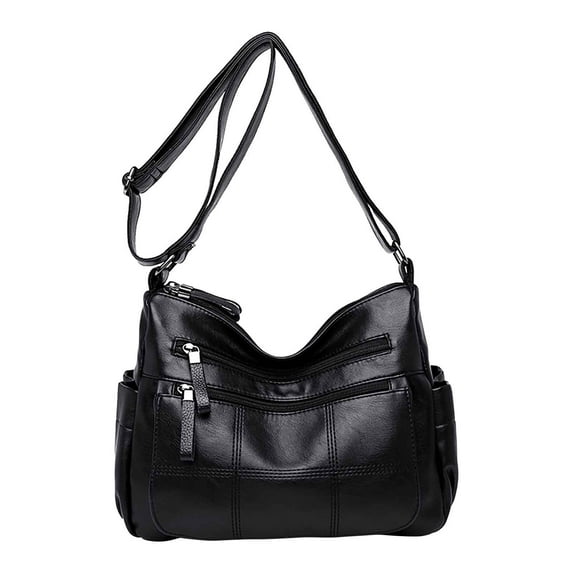 One Shoulder Crossbody Bag for Women Large Capacity Multi Compartment Leather Handbag